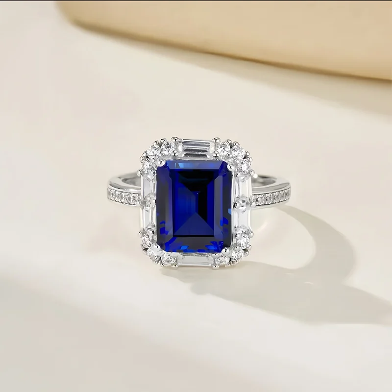 luxury gift box lab grown blue sapphire ring perfect gift for her Maison Elara Co