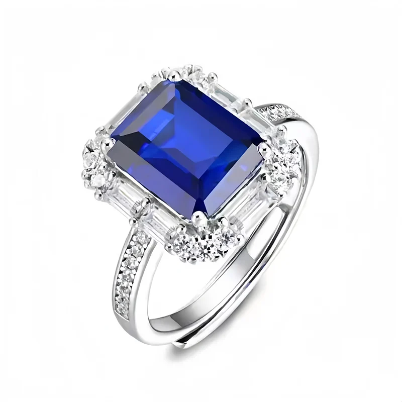 Maison Elara Co lab grown blue sapphire emerald cut ring fine jewelry collection