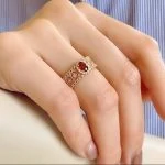 Lab-Grown Ruby Bow Filigree - Lab-Grown Ruby Bow Filigree Ring – S925 Sterling Silver Adjustable Open Band