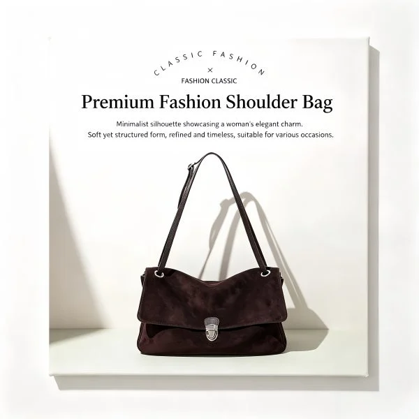 Genuine Leather Shoulder Bag - Genuine Leather Shoulder Bag – Korean Minimalist Crossbody Vintage Fall Winter Large Capacity