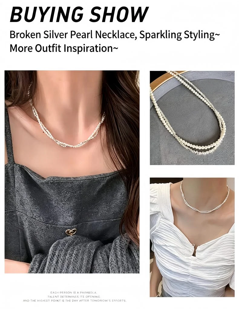 Multiple Outfit Matches for Pearl Silver Necklace, Daily Casual, Date Night, Semi‑Formal Party Look