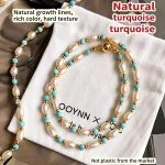 Natural turquoise freshwater pearl beaded necklace laid flat with jewelry pouch new chinese style women clavicle chain