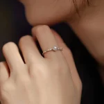 Freshwater Pearl Ring 8211 - Freshwater Pearl Ring – 925 Sterling Silver Adjustable Leaf Band with CZ Accents