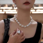 Large Baroque Pearl Necklace - Large Baroque Pearl Necklace – Natural Freshwater Irregular Statement Collar Chain