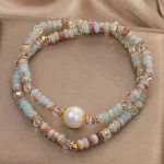 Natural Shoushan Stone Pearl - Natural Shoushan Stone Pearl Double-Layer Bracelet – Chinese Style Crystal Beaded Stacking Bracelet for Women