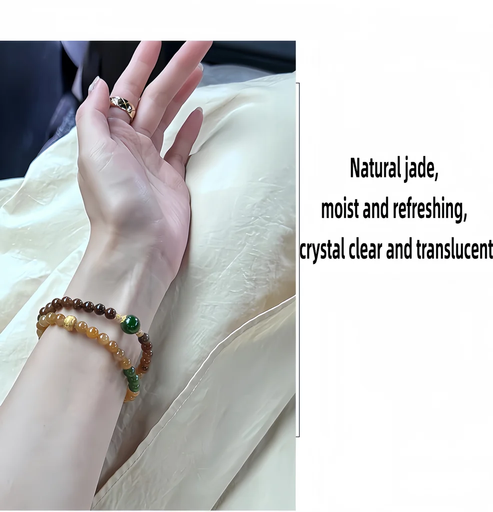 Hetian Qiemo sugar jade bracelet feature graphic, natural nephrite jade moist translucent smooth luster product introduction poster