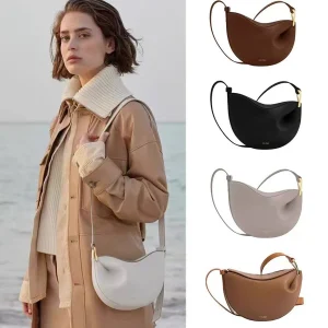 Women genuine leather pea hobo crossbody bag, multi‑color luxury shoulder handbag