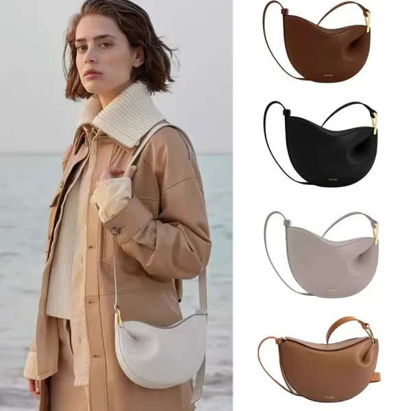 Women genuine leather pea hobo crossbody bag, multi‑color luxury shoulder handbag