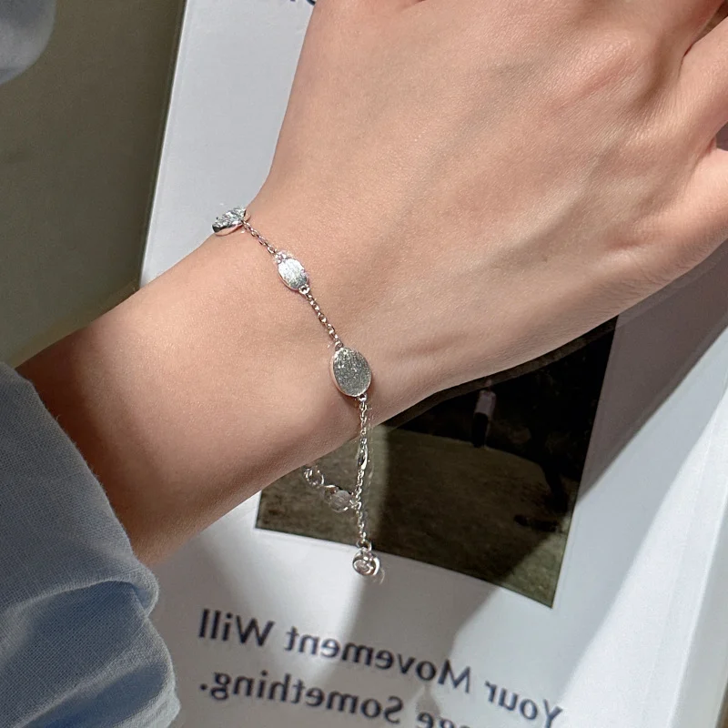 S925 sterling silver brushed bracelet styled for everyday wear