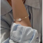 S925 sterling silver vintage brushed minimalist bracelet, vertical product shot