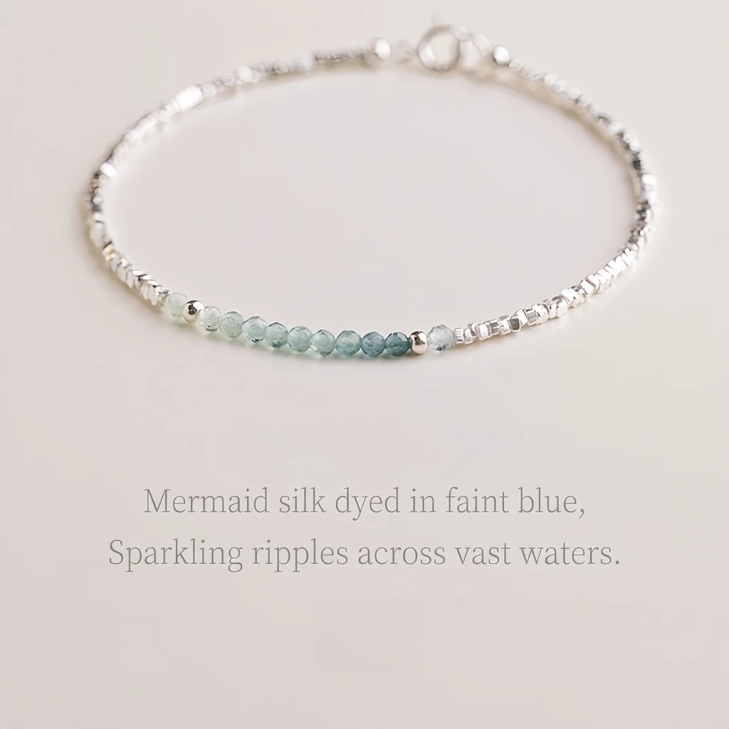 Natural Gradient Tourmaline 925 Sterling Silver Broken‑Silver Adjustable Bracelet for Women