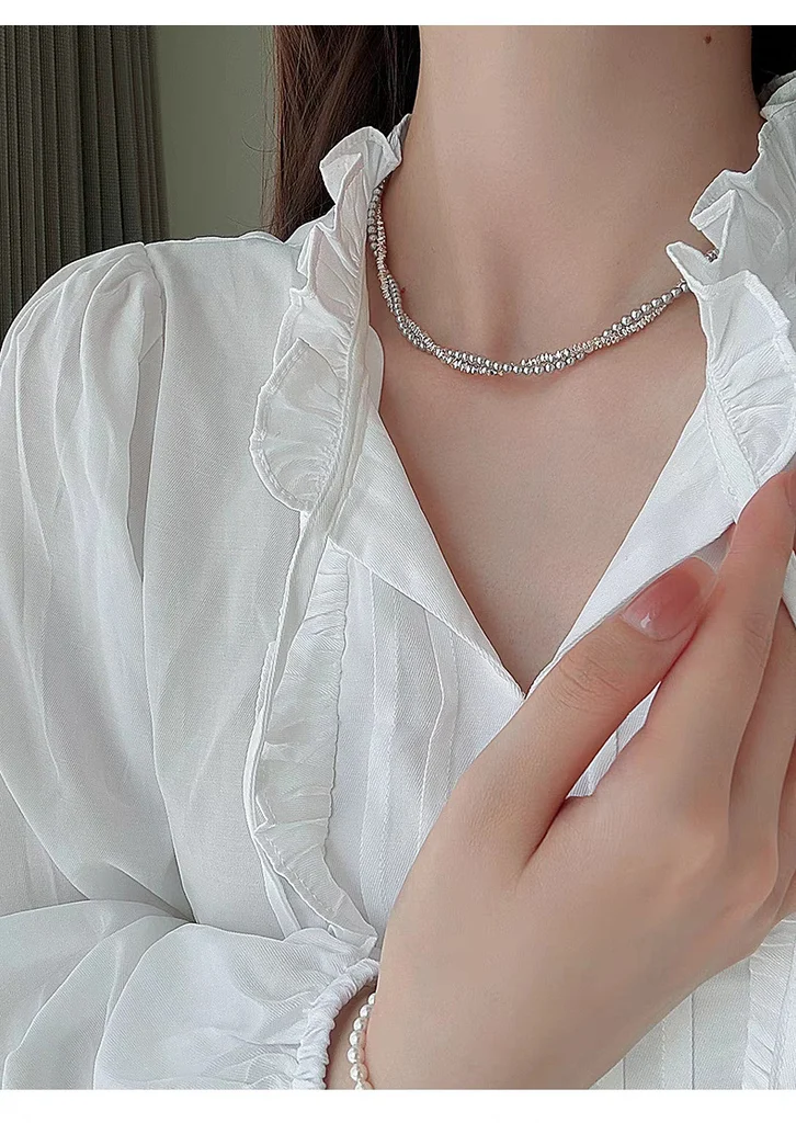 Multiple Outfit Matches for Pearl Silver Necklace, Daily Casual, Date Night, Semi‑Formal Party Look