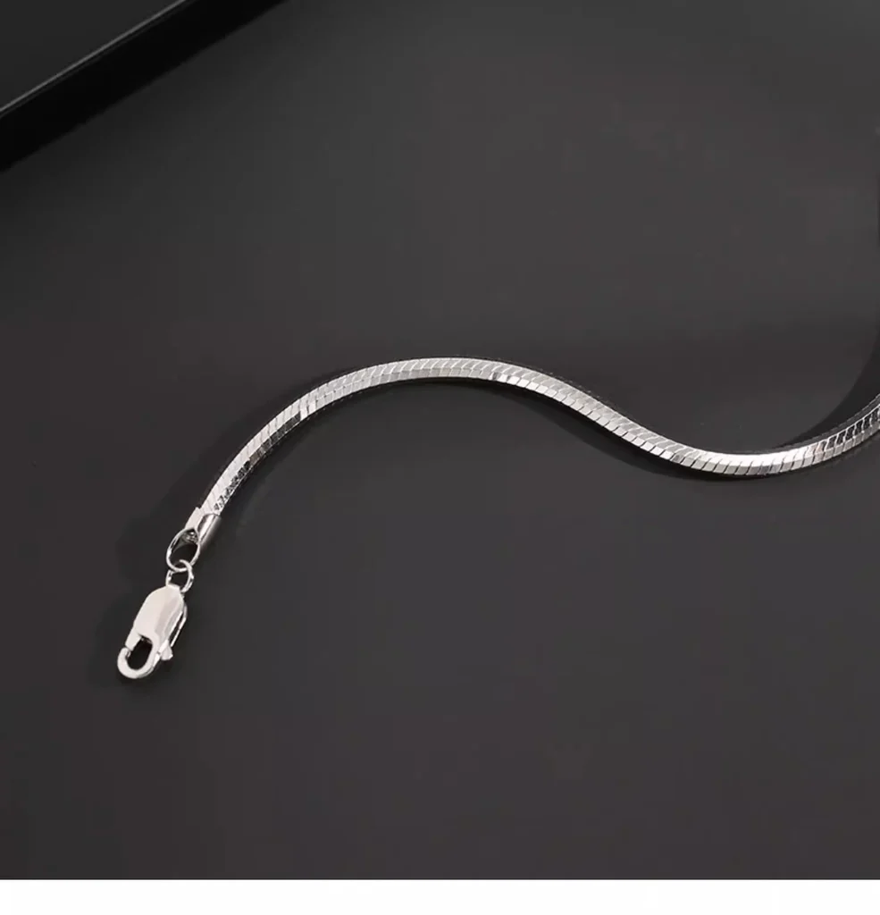 Octagonal snake bone 925 sterling silver bracelet with gift box packaging, elegant jewelry gift set