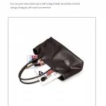 Capacity display of large brown tote bag, put smartphone, makeup, notebook inside the soft leather shoulder bag
