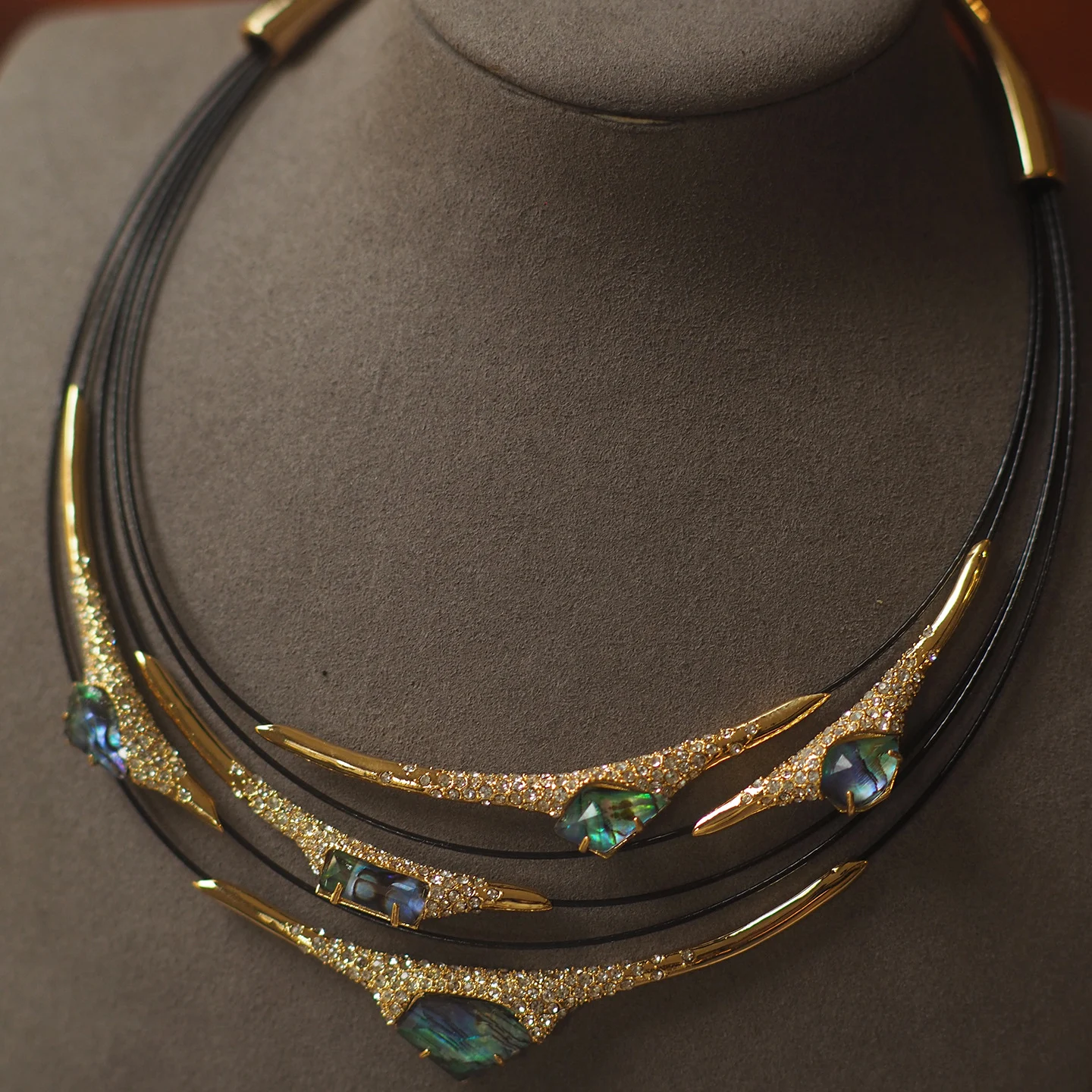 Multi-Layer Mother-of-Pearl Necklace on Display Bust