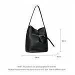 Size dimension diagram for oversized top‑grain cowhide bucket shoulder bag
