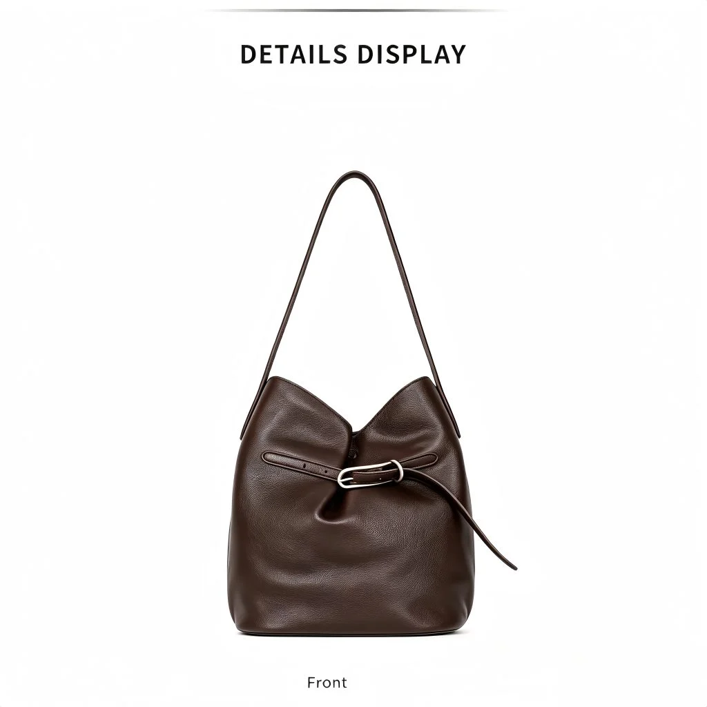 COLORS chart showing Lock-Top Bucket Bag in Black and Ebony Brown genuine top-grain cowhide