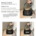 Multi‑wear display for women top‑grain leather hobo bag, adjustable shoulder strap, multiple carrying ways, product parameter overview