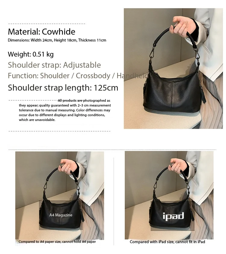 Top-Grain Cowhide Hobo Bag