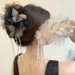 Butterfly Tassel Claw Clip, Boho Hair Claw with Chain Tassel for Women