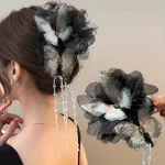 Tassel claw clip for updos side view