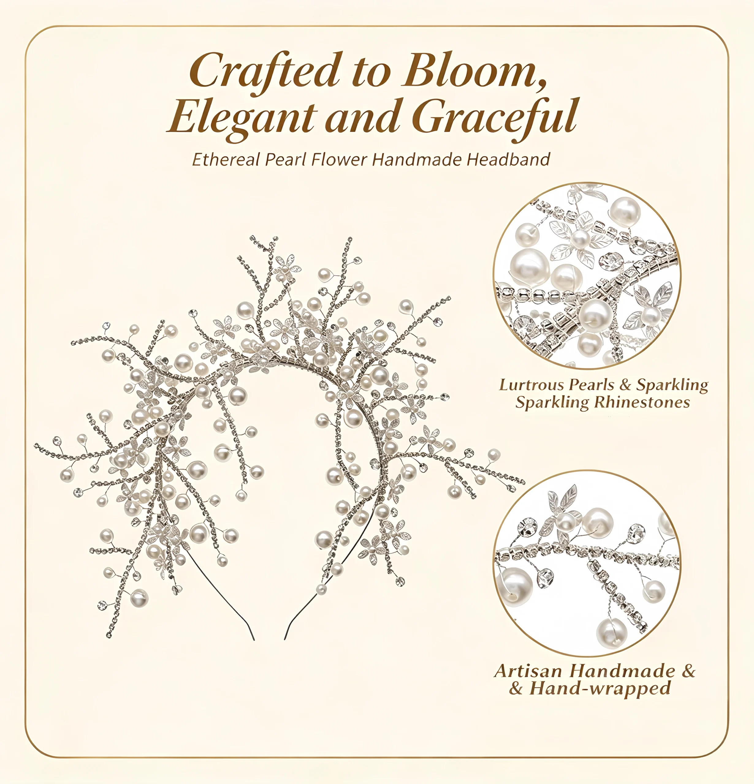 Graceful Pearl Flower Headband - View 1
