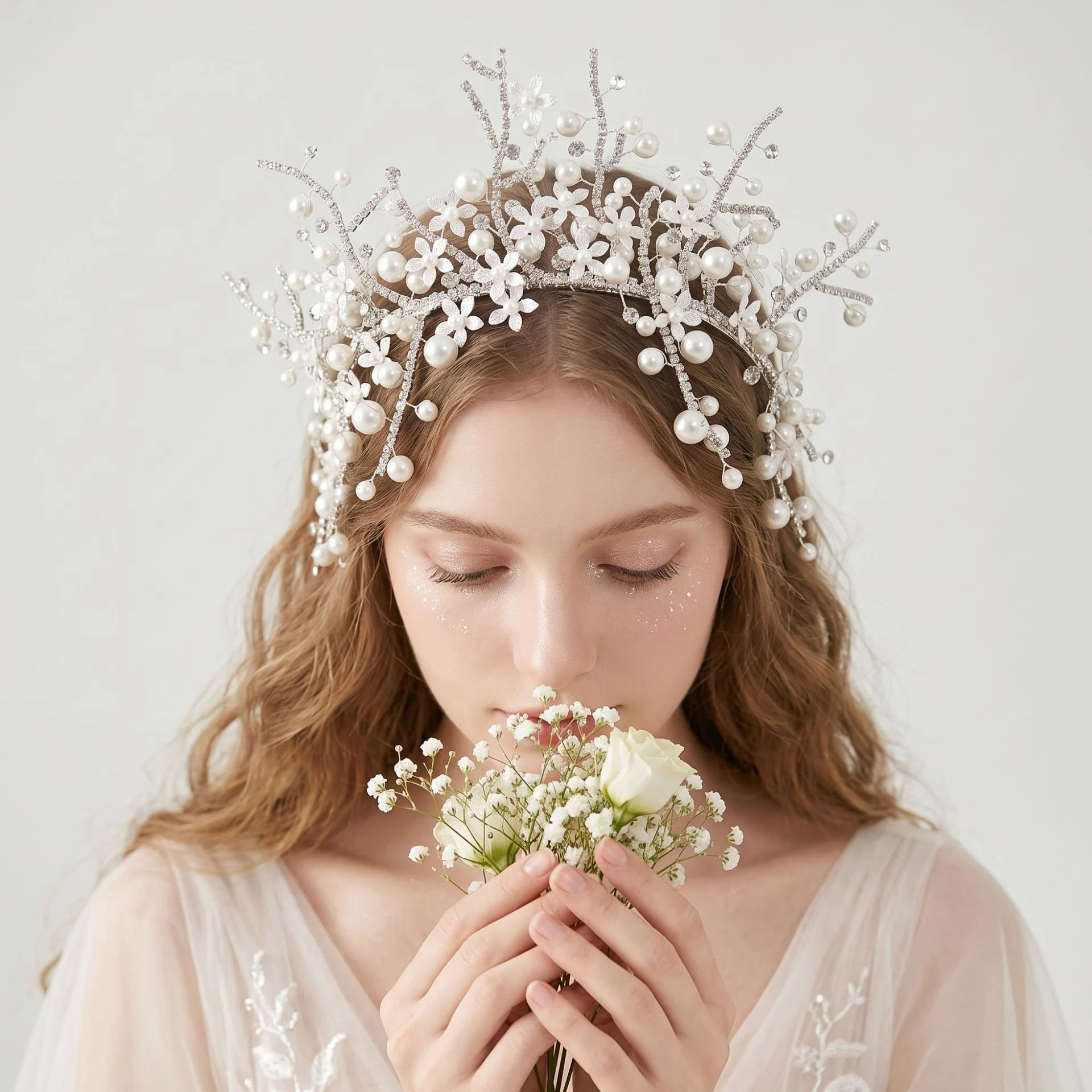 Graceful Pearl Flower Headband - View 5