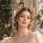 Gold leaf crown hair accessory for festival styling