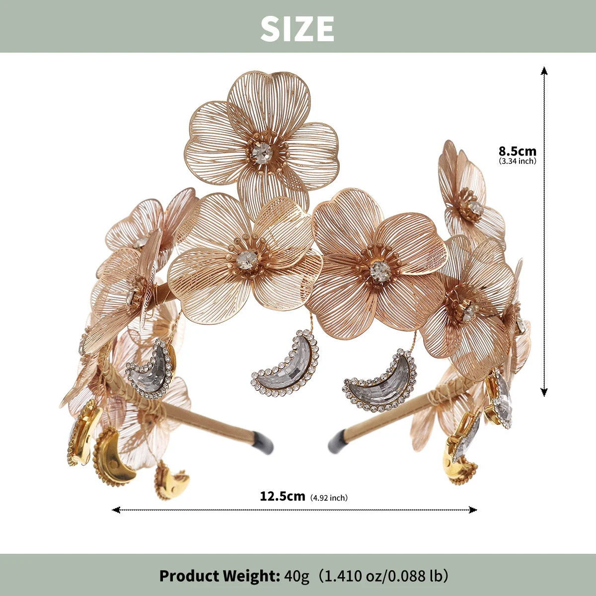 Handmade Gold Wire Flower Crown - View 6
