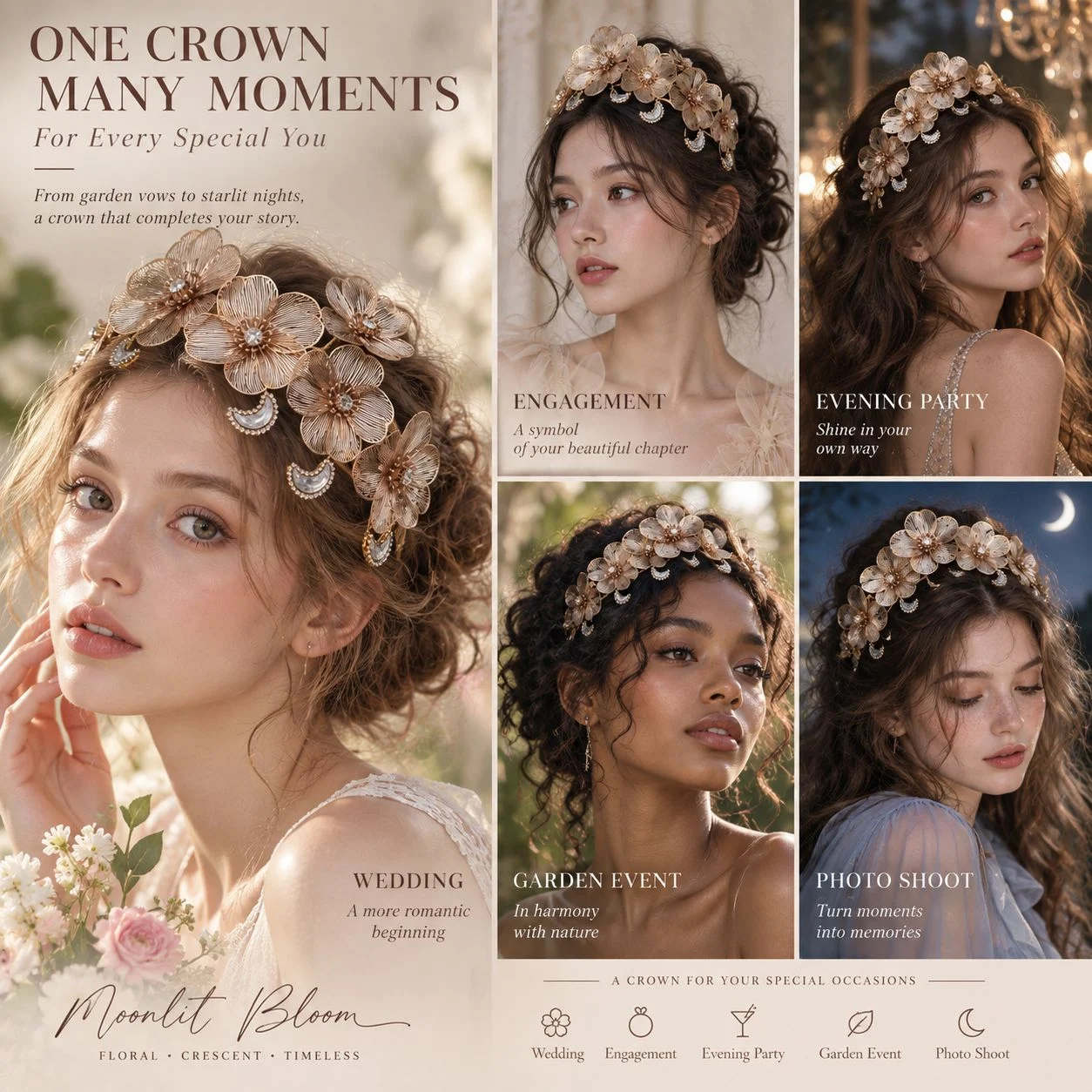 Handmade Gold Wire Flower Crown - View 7