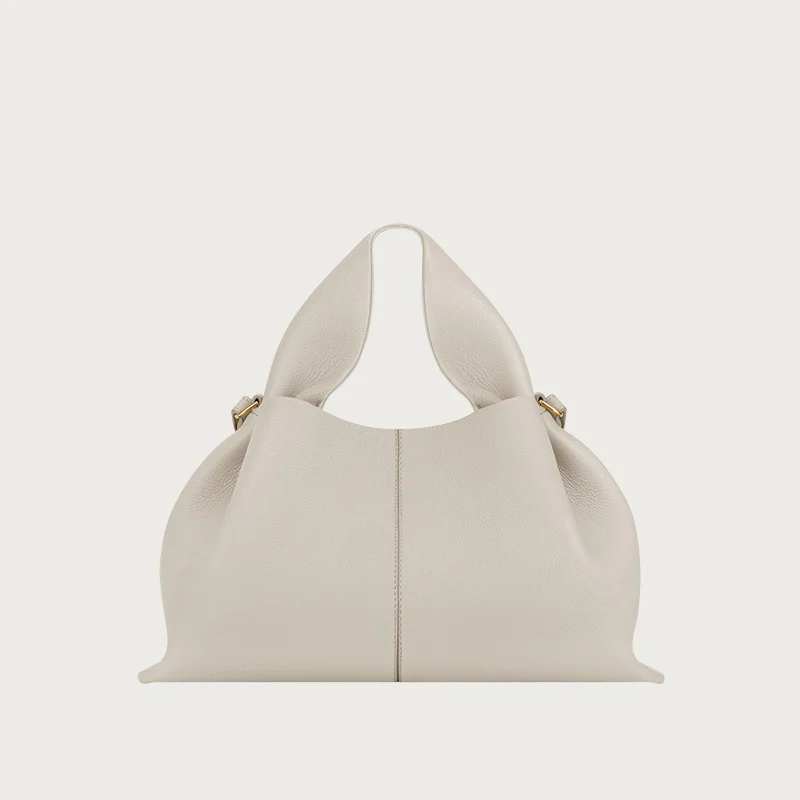 Suede cloud dumpling bag in light colors - white, dried rose, glacier blue, pastel vintage handbag collection
