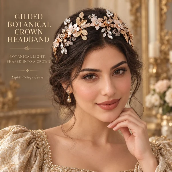 Luxury Floral Crystal Flower Headband for Women - Front View 1