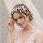 Luxury Floral Crystal Flower Headband for Women - Back View