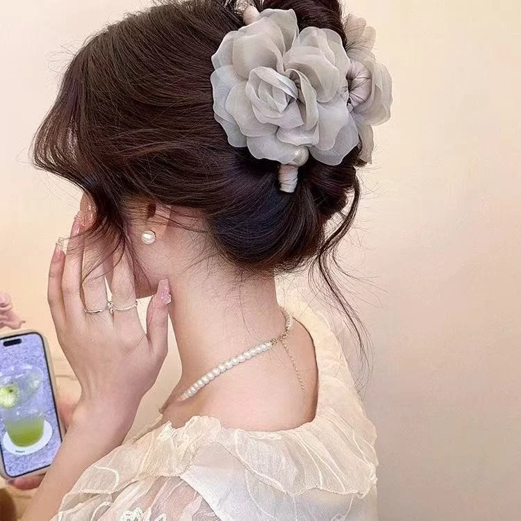 Pearl Camellia Claw Clip - View 3