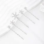 Snowflake Hair Clip Crystal Brooch Clip for Women - Back View