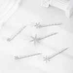 Snowflake Hair Clip Crystal Brooch Clip for Women - Detail Closeup