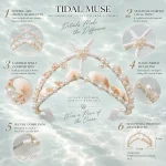Infographic showing details, structure and size of starfish shell pearl bridal tiara