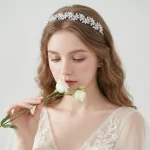 Zircon Floral Headband Crystal Flower Hairband for Women - Side View
