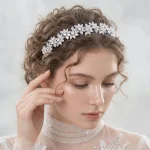 Zircon Floral Headband Crystal Flower Hairband for Women - Back View