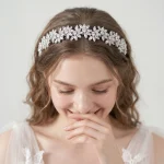 Zircon Floral Headband Crystal Flower Hairband for Women - Detail Closeup