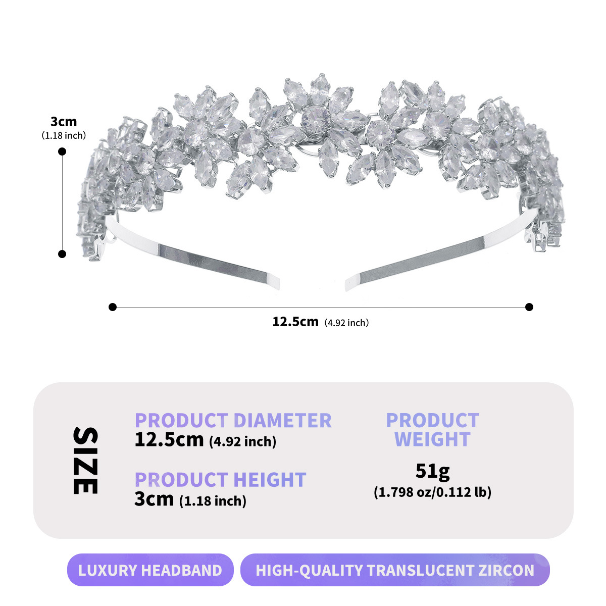 Zircon Flower Headband - View 7